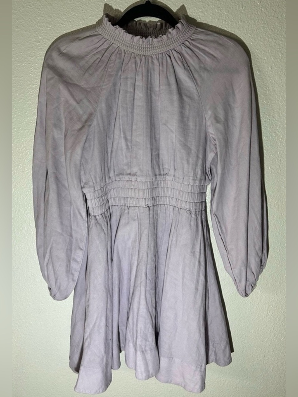 Chelsea & Violet Lilac Shirred Waist Long Sleeve Dress